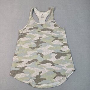 SO Camo Racerback Tank Top Women's Medium Green Gray Sleeveless Casual Stretch